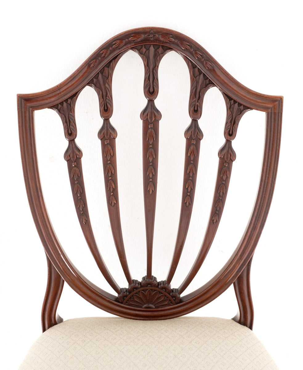 Set of 6 Mahogany Hepplewhite Revival Dining Chairs