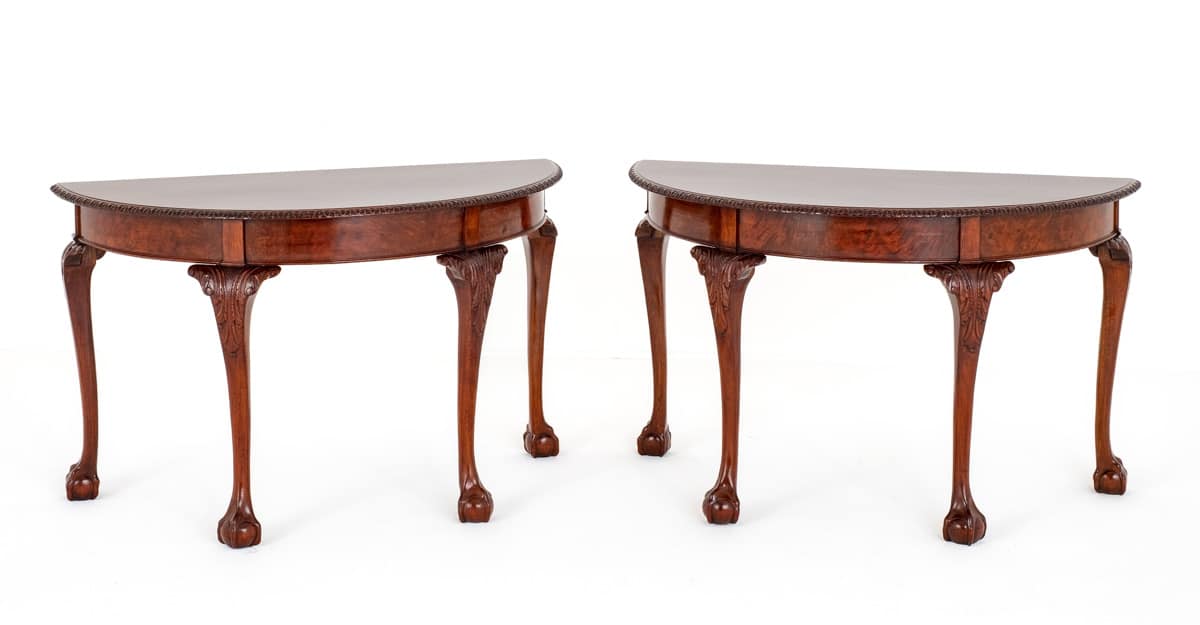 Pair of Mahogany Chippendale Style Console Tables