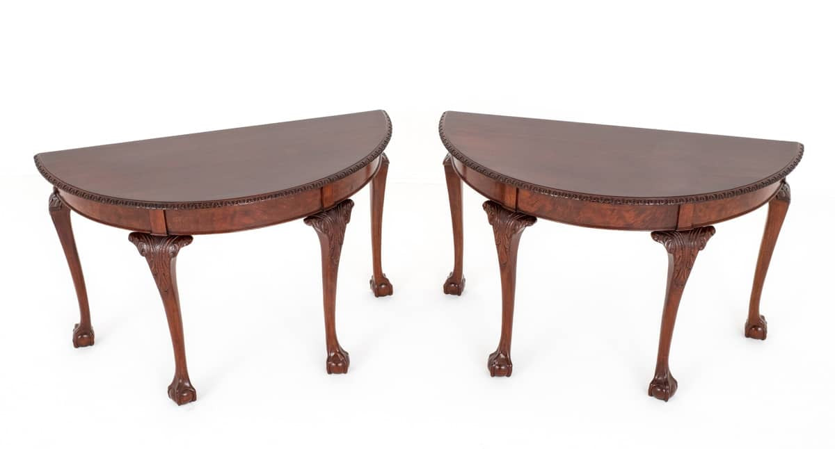 Pair of Mahogany Chippendale Style Console Tables