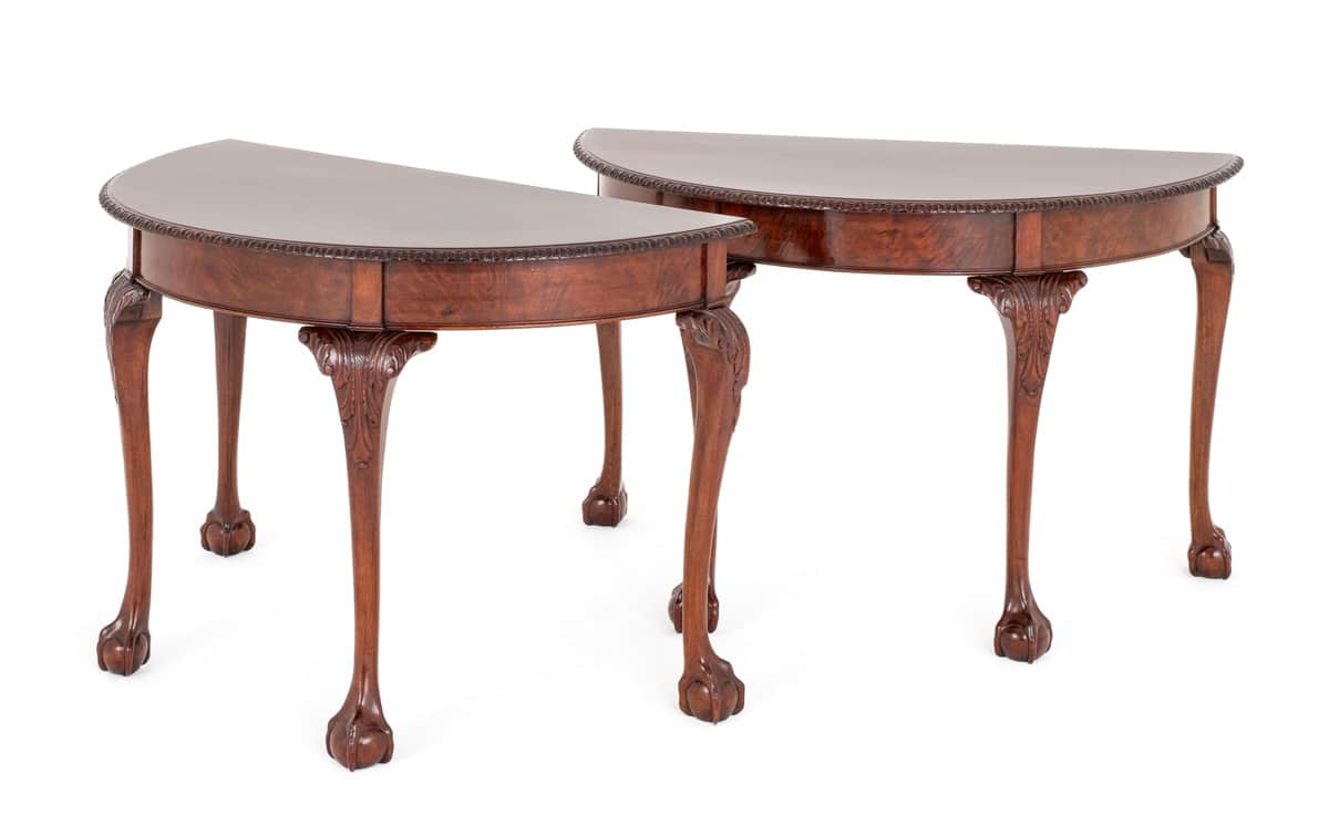 Pair of Mahogany Chippendale Style Console Tables