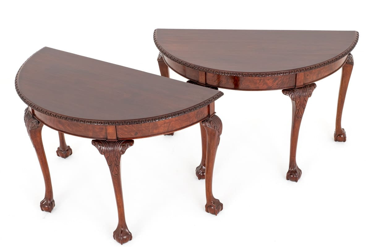 Pair of Mahogany Chippendale Style Console Tables