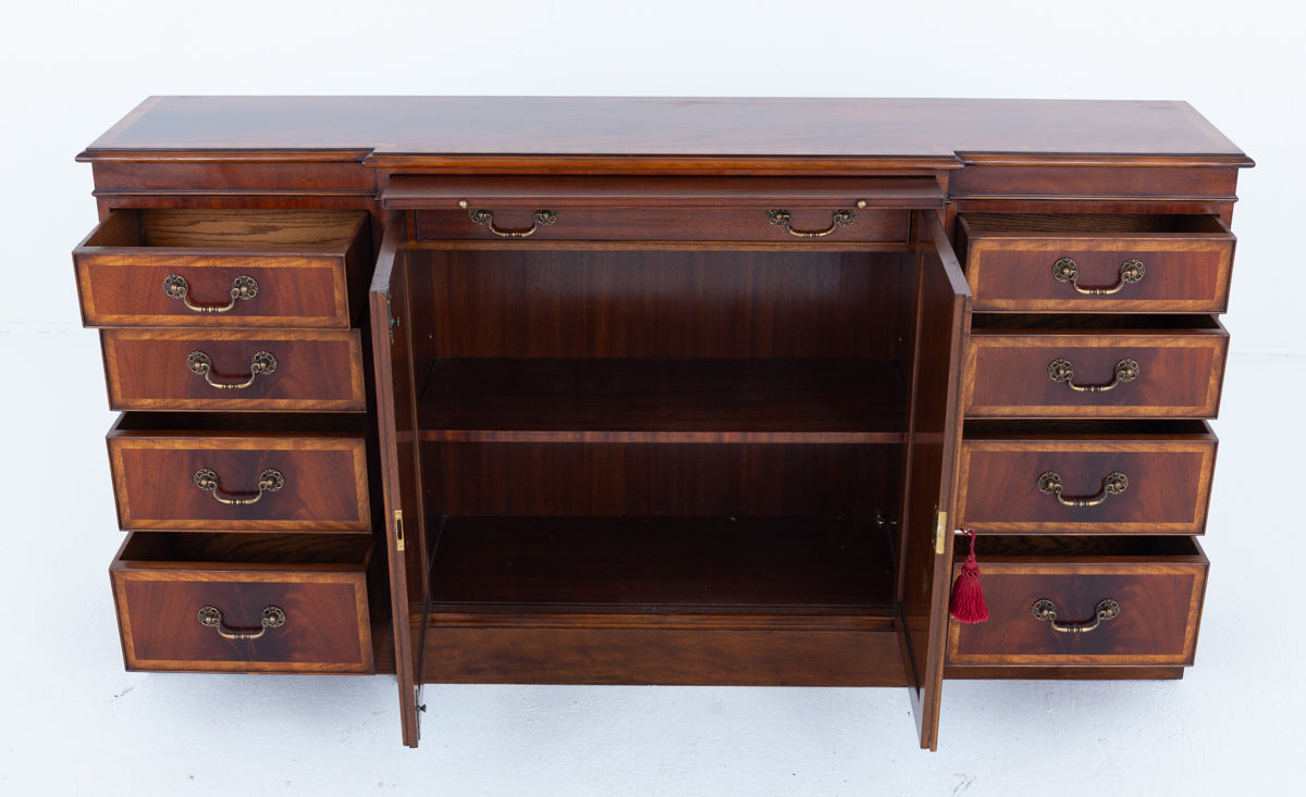 Georgian Revival Mahogany Breakfront Large Sideboard