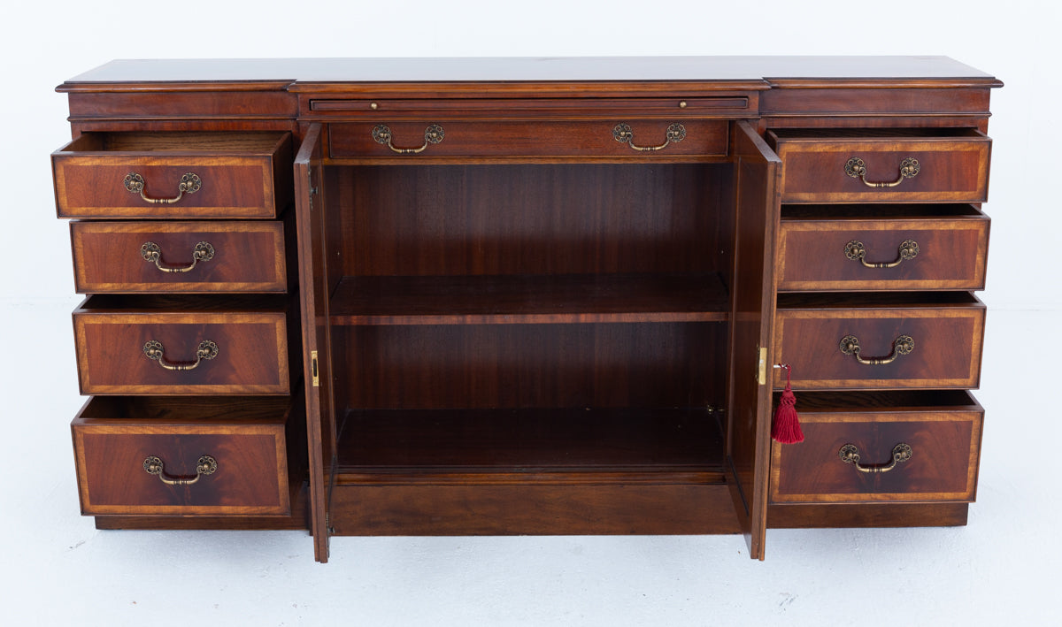 Georgian Revival Mahogany Breakfront Large Sideboard