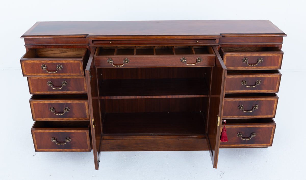 Georgian Revival Mahogany Breakfront Large Sideboard