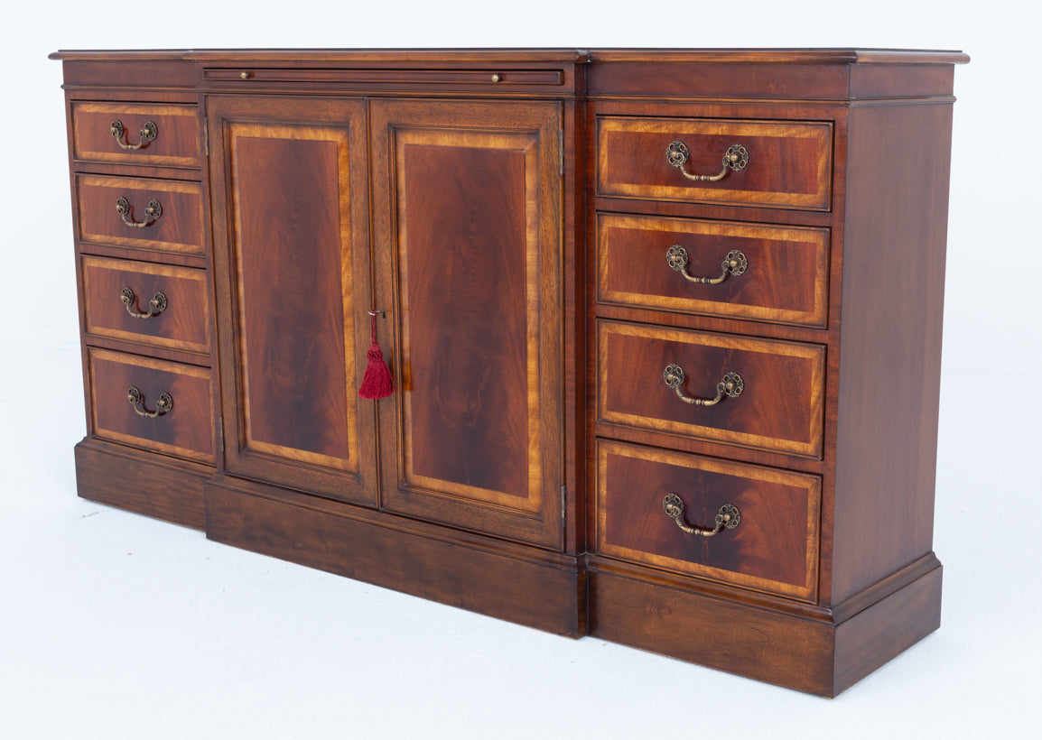 Georgian Revival Mahogany Breakfront Large Sideboard