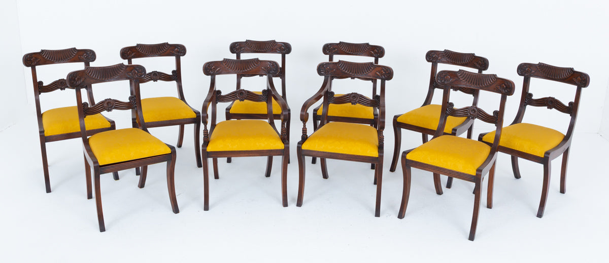 Set of 10 ( 8 + 2 ) Regency revival Mahogany Dining Chairs