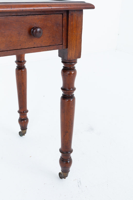 Victorian Mahogany 2 Drawer Writing Table Brass Castors