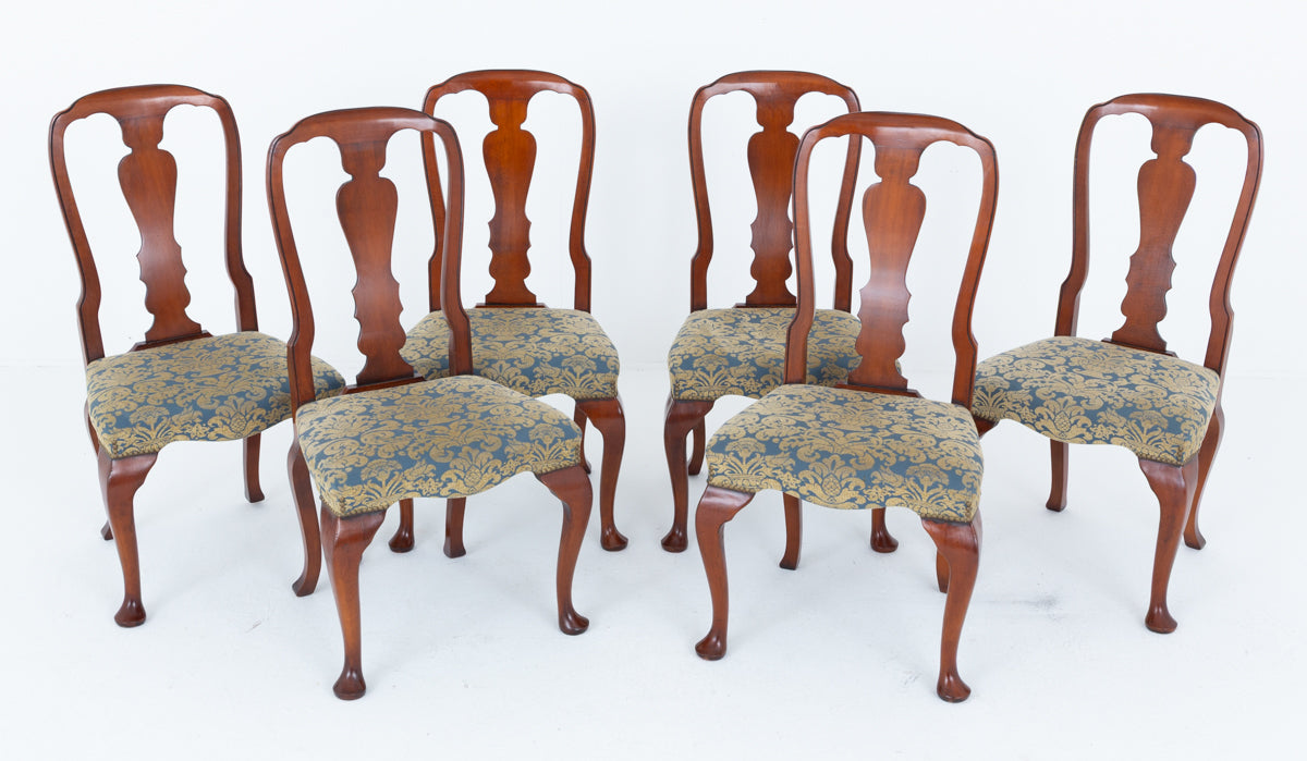 Set of 6 Queen Anne Style Cherry Dining Chairs