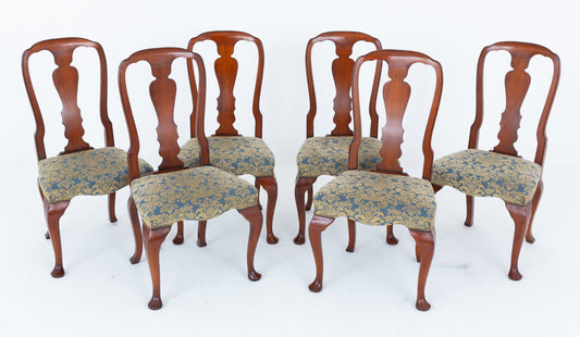 Set of 6 Queen Anne Style Cherry Dining Chairs