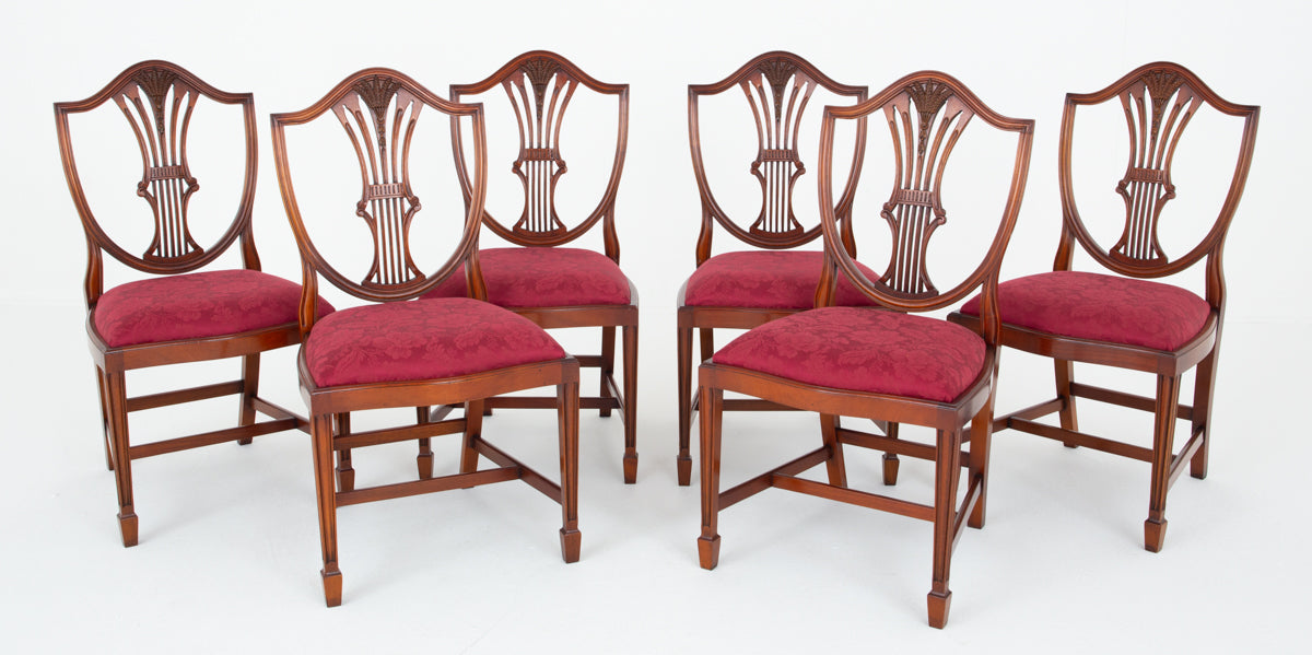 Set of 6 Mahogay Hepplewhite Style Dining Chairs