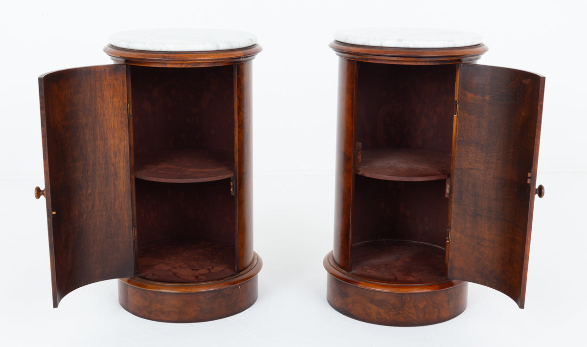 Pair of Victorian Style Burr Walnut Bedside Cabinets