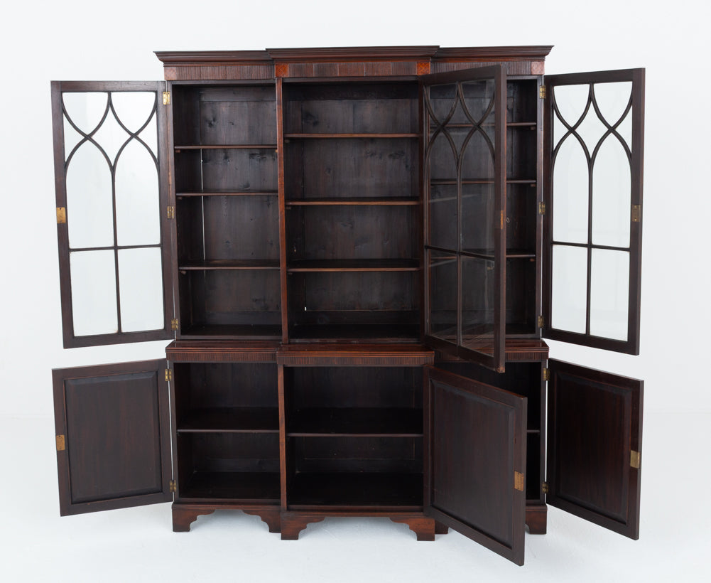 Georgian Style Mahogany Breakfront Bookcase