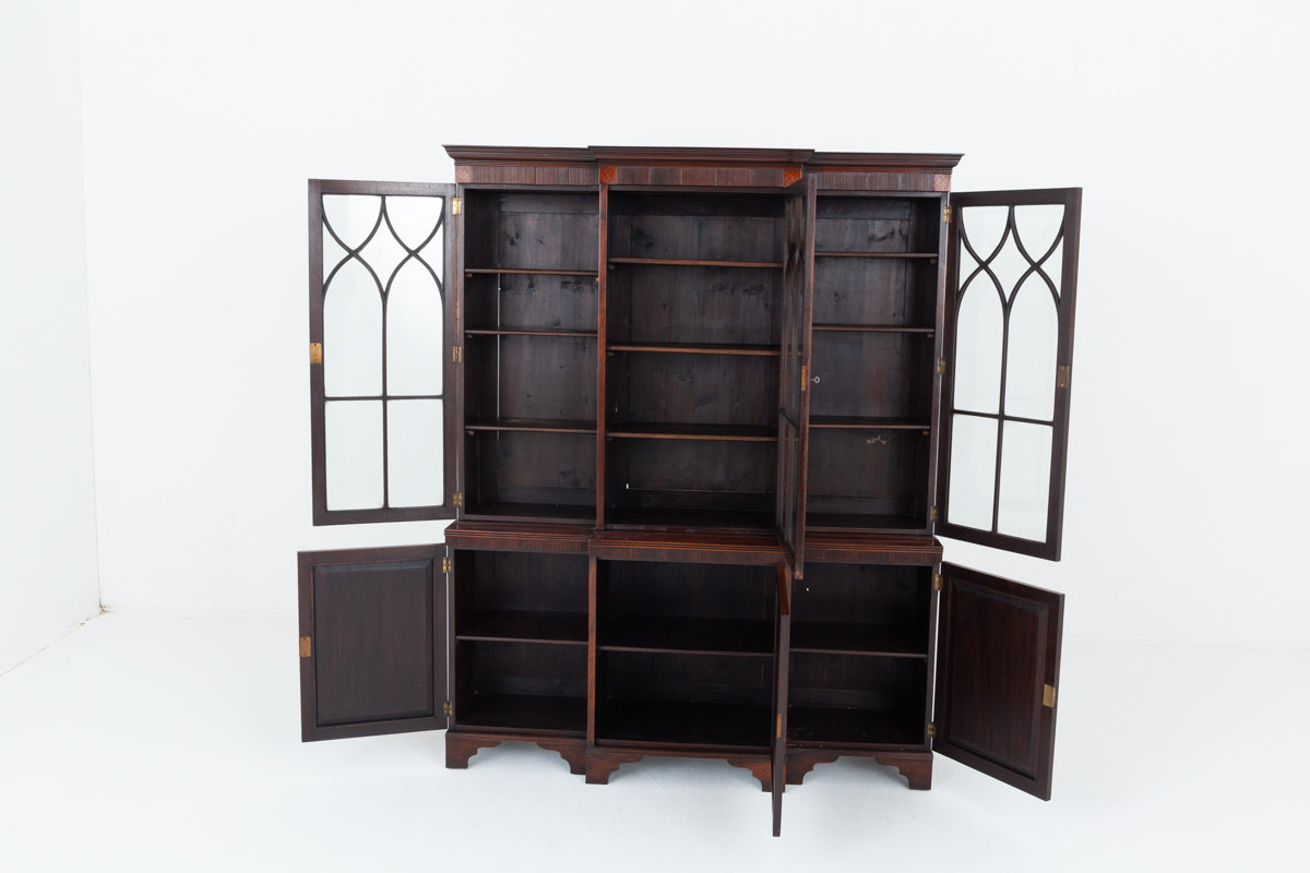 Georgian Style Mahogany Breakfront Bookcase