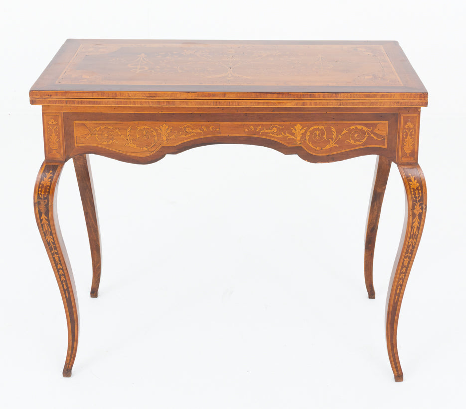 Amazing French Walnut Inlaid Games Table.