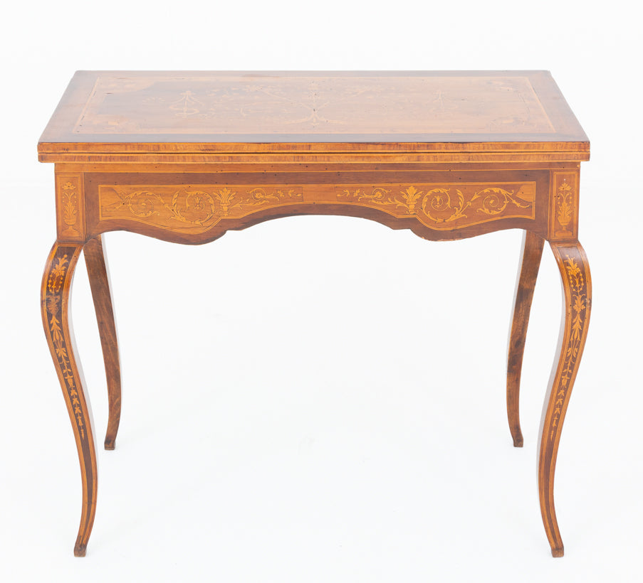Amazing French Walnut Inlaid Games Table.