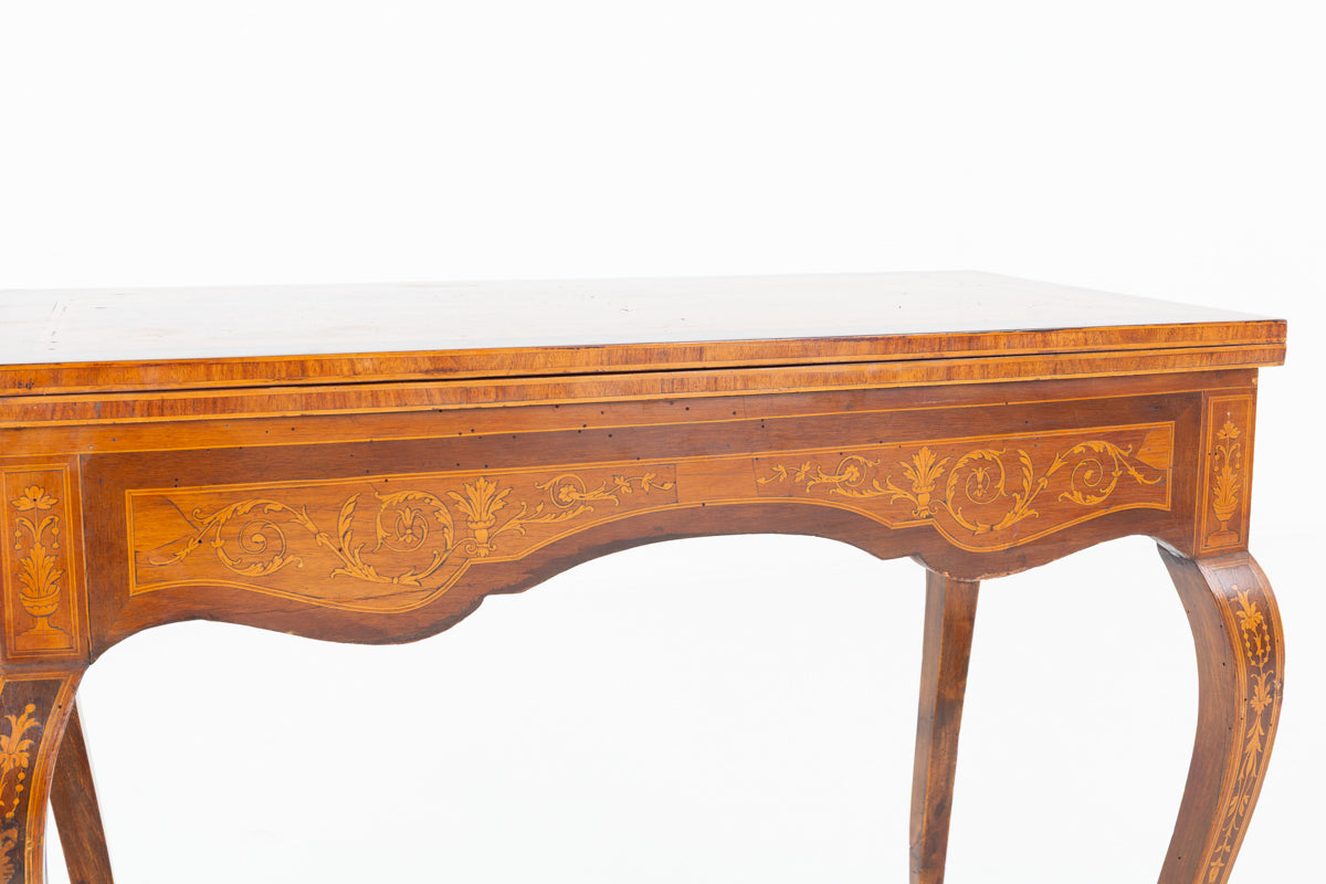 Amazing French Walnut Inlaid Games Table.