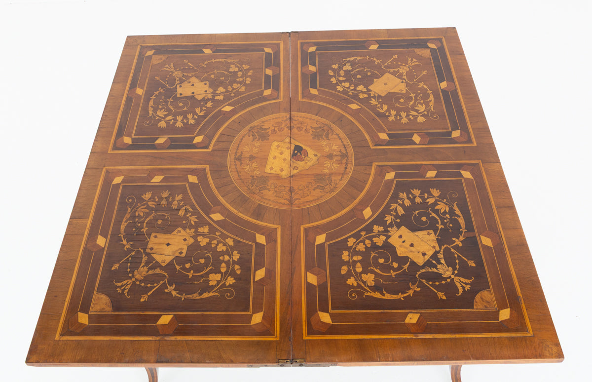 Amazing French Walnut Inlaid Games Table.