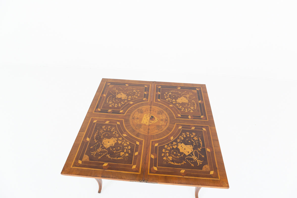 Amazing French Walnut Inlaid Games Table.