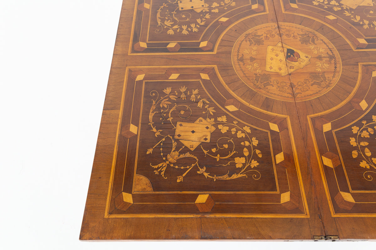 Amazing French Walnut Inlaid Games Table.