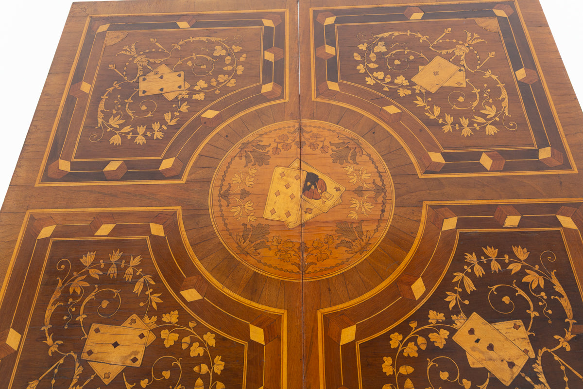 Amazing French Walnut Inlaid Games Table.