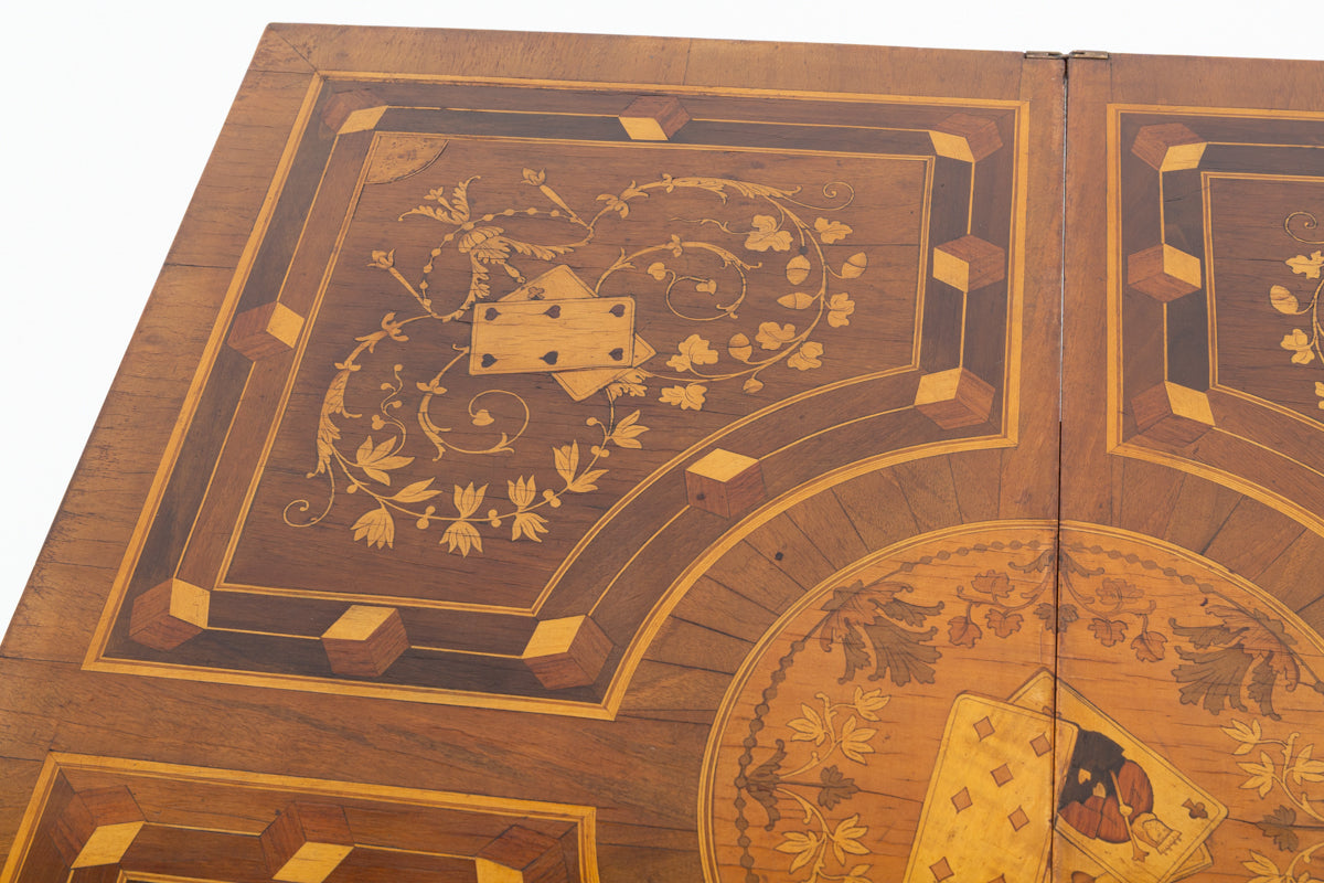 Amazing French Walnut Inlaid Games Table.
