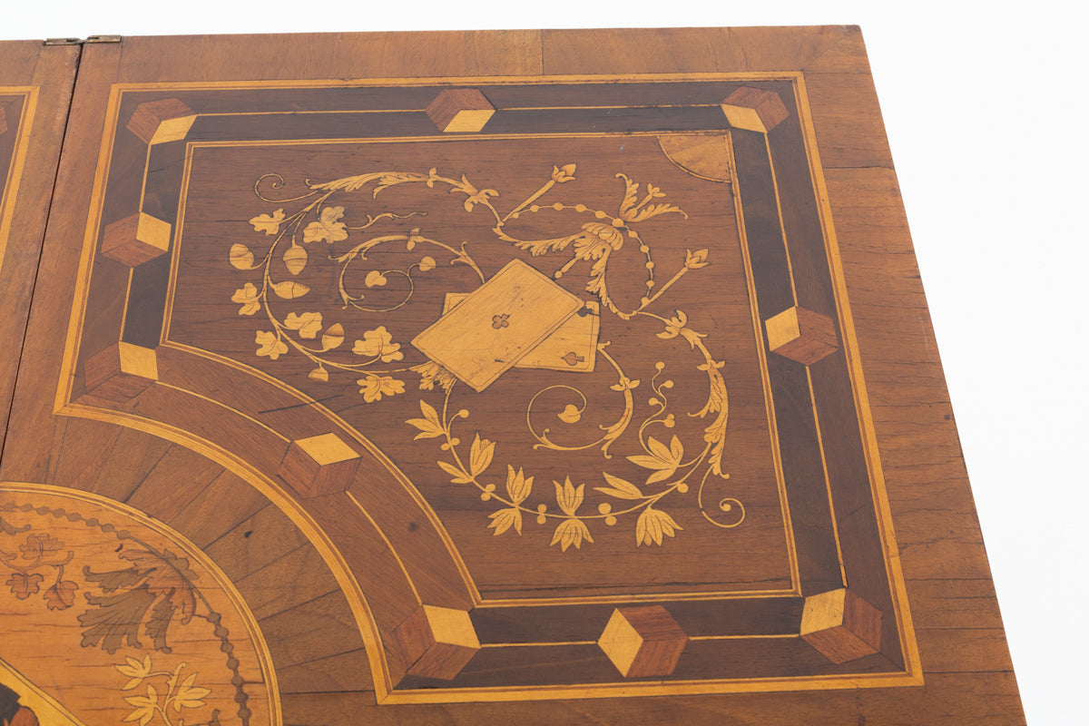 Amazing French Walnut Inlaid Games Table.