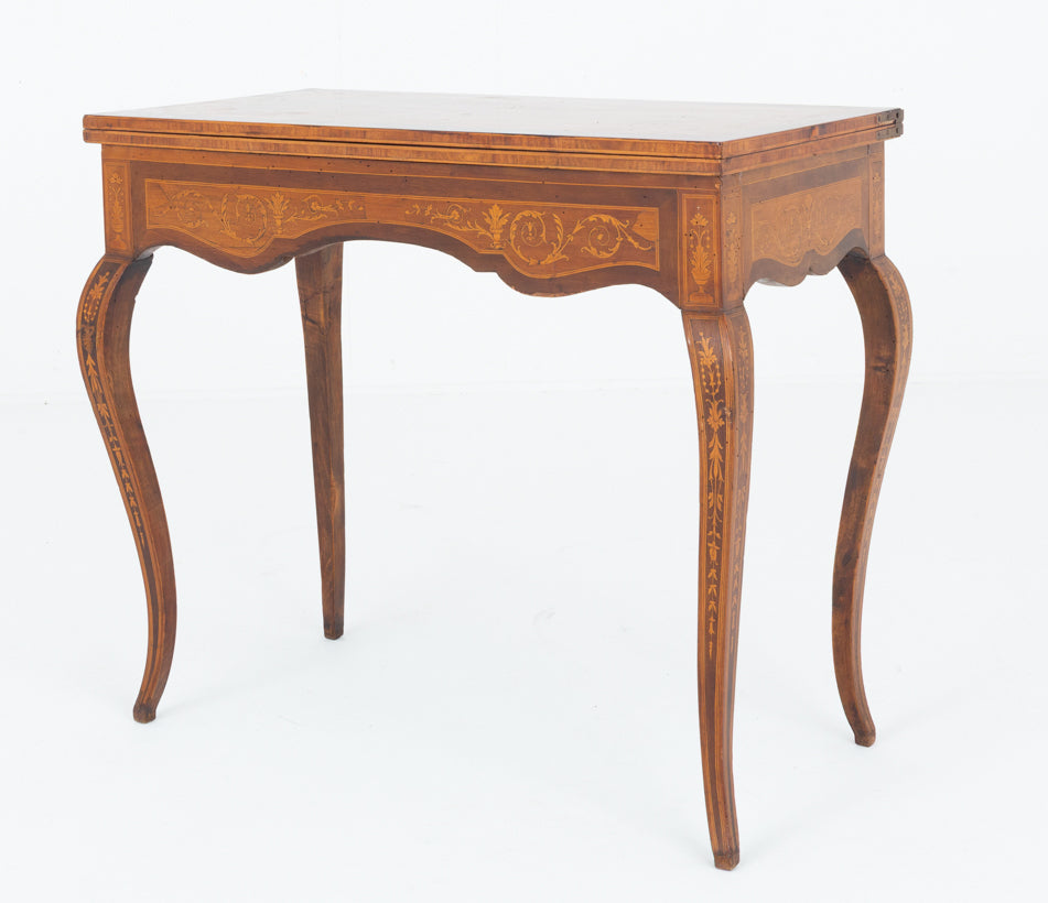 Amazing French Walnut Inlaid Games Table.