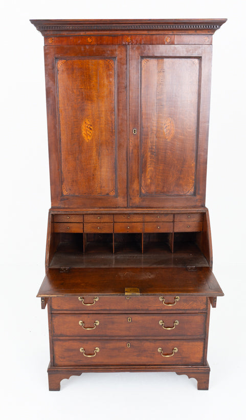 Georgian Oak Bureau Bookcase