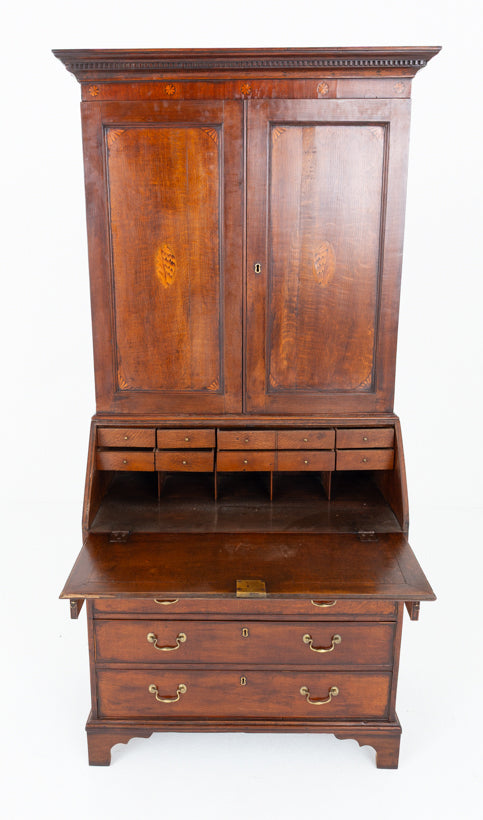 Georgian Oak Bureau Bookcase
