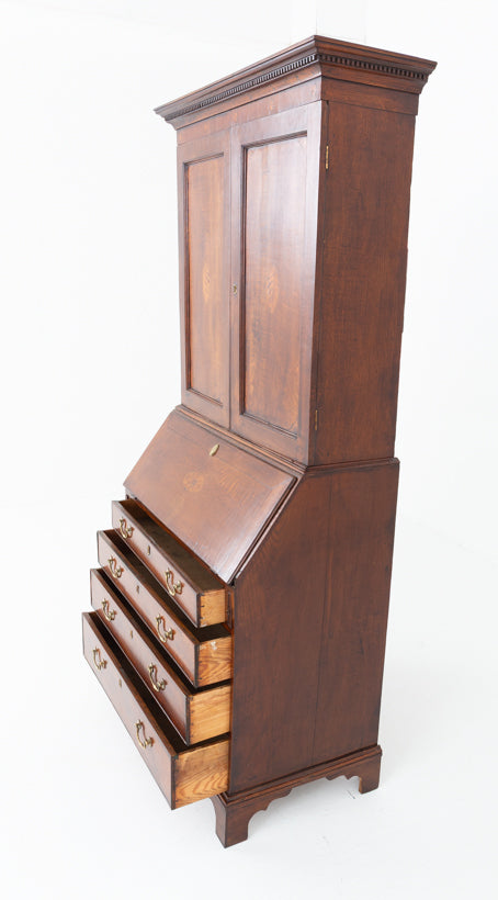 Georgian Oak Bureau Bookcase