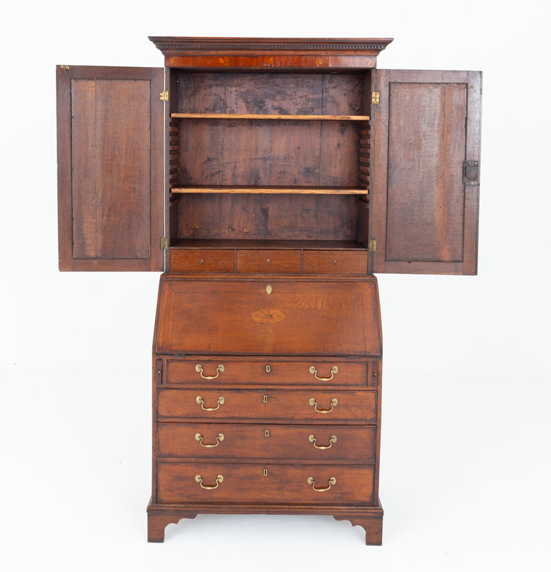 Georgian Oak Bureau Bookcase