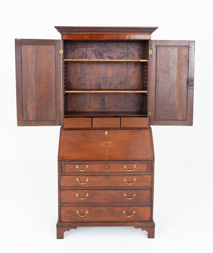 Georgian Oak Bureau Bookcase