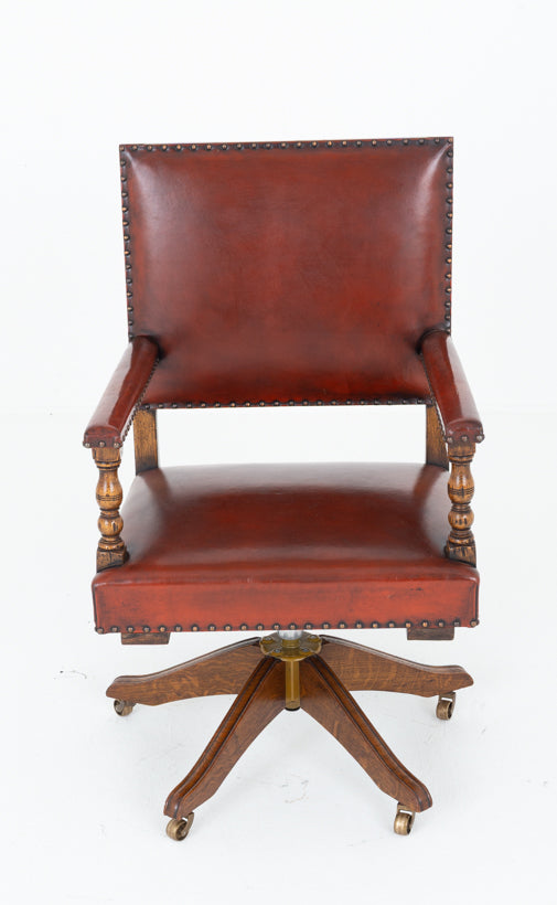 Good Quality Oak and Leather Office Chair