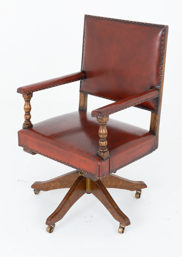 Good Quality Oak and Leather Office Chair