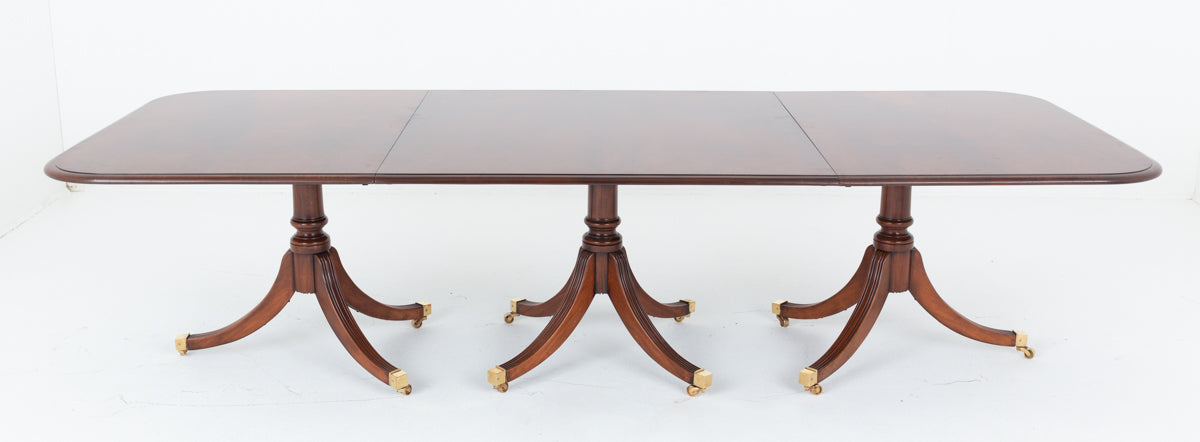 Mahogany Regency Style 14-16 Seat 3 Pedestal Dining Table