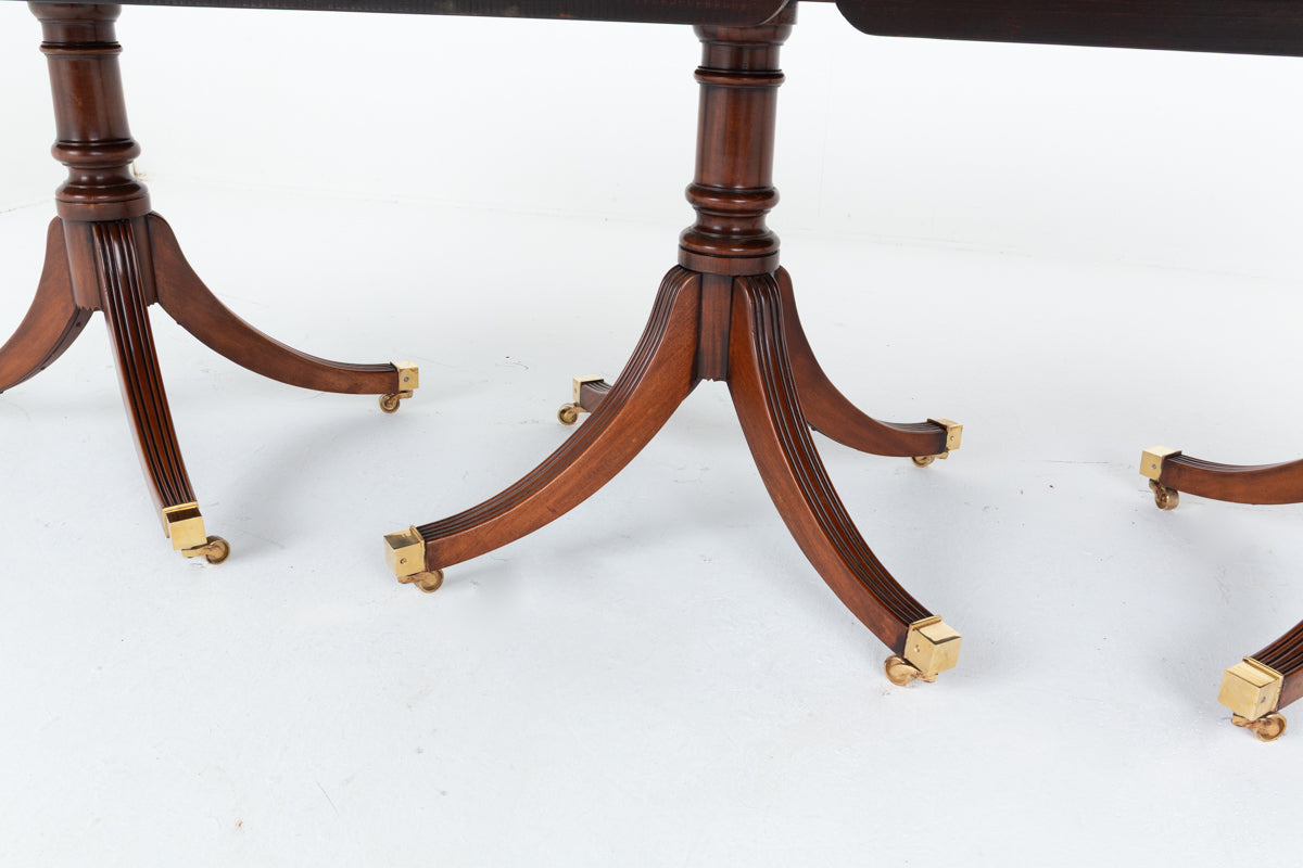 Mahogany Regency Style 14-16 Seat 3 Pedestal Dining Table