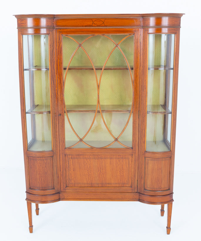 Impressive Sheraton Revival Satinwood Display Cabinet