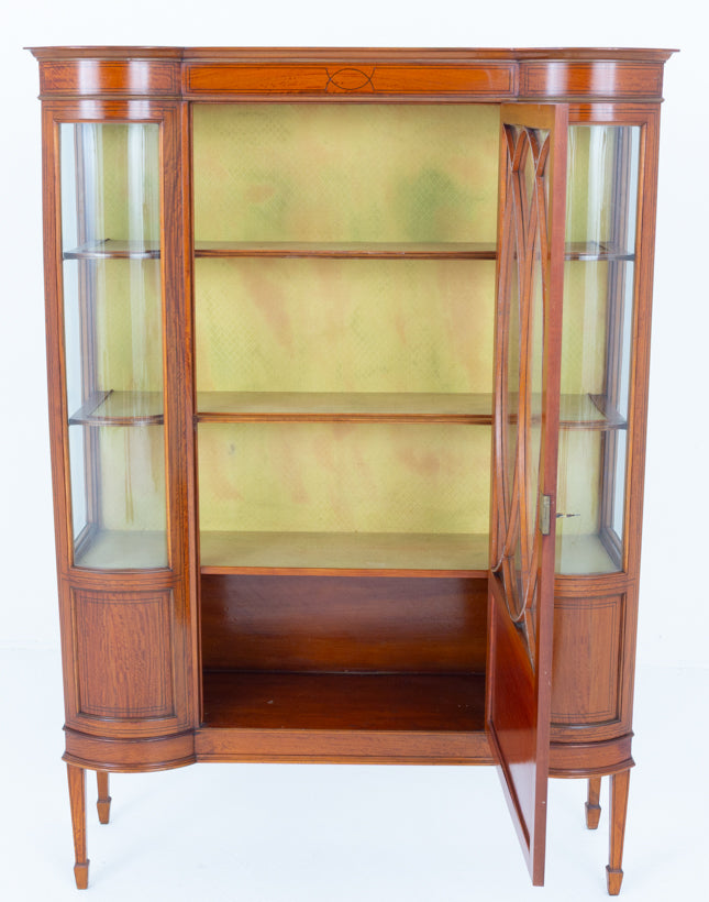 Impressive Sheraton Revival Satinwood Display Cabinet