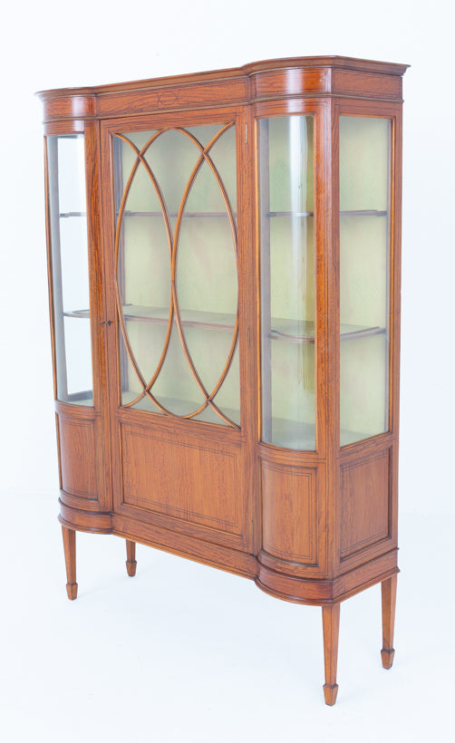 Impressive Sheraton Revival Satinwood Display Cabinet