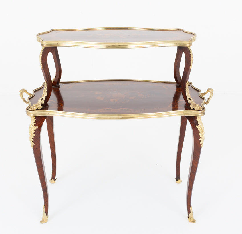 French Mahogany Marquetry Etagere