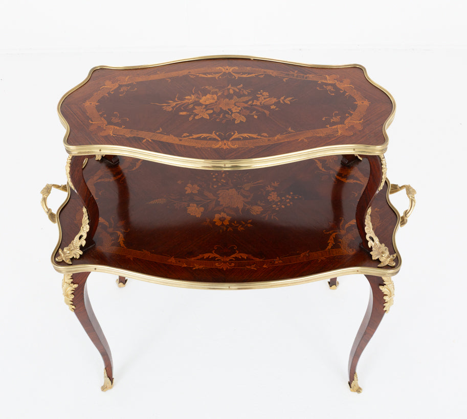 French Mahogany Marquetry Etagere