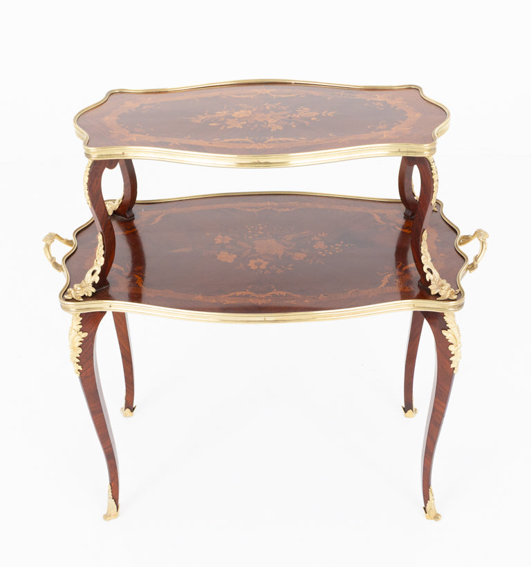 French Mahogany Marquetry Etagere
