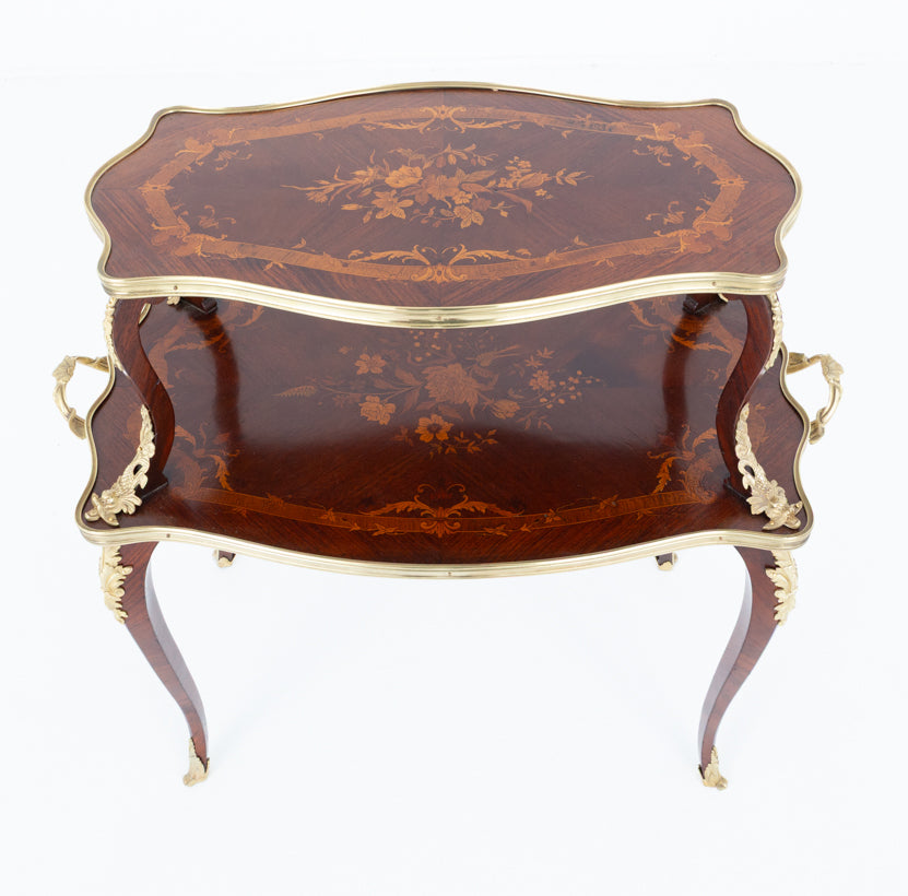 French Mahogany Marquetry Etagere