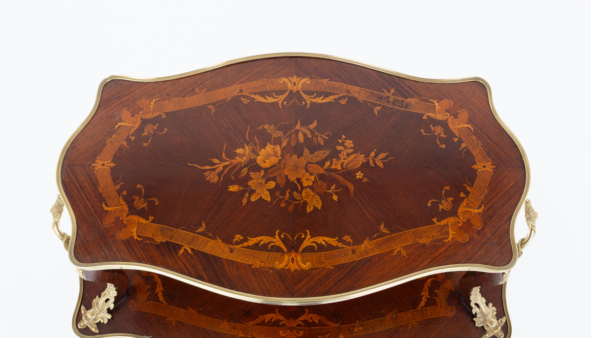 French Mahogany Marquetry Etagere