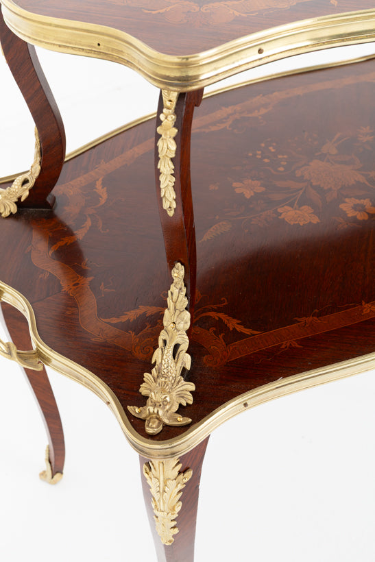 French Mahogany Marquetry Etagere