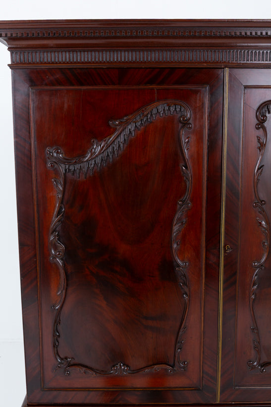 Wonderful Mahogany Chippendale Style Linen Press.