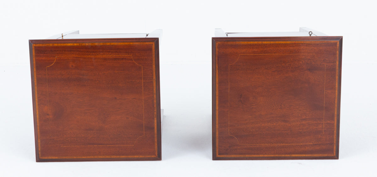 Pair of Sheraton Revival Mahogany Bedside Cabinets