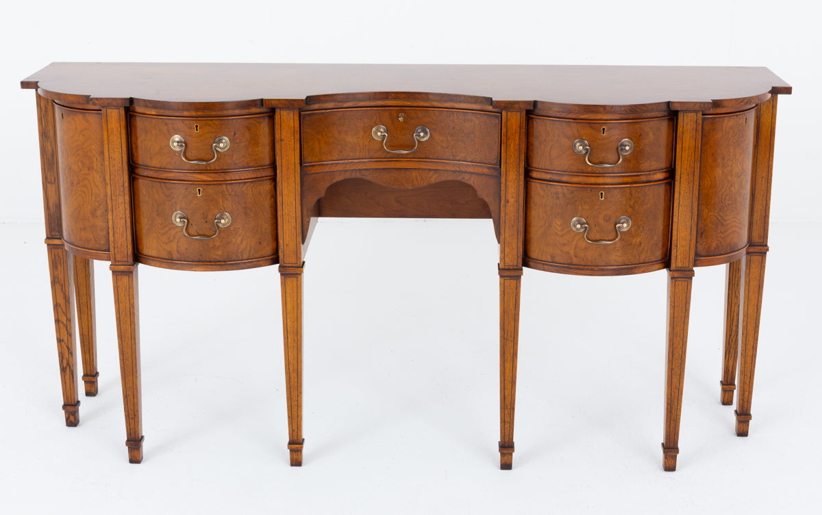 Georgian Style Figured Oak Shaped Sideboard