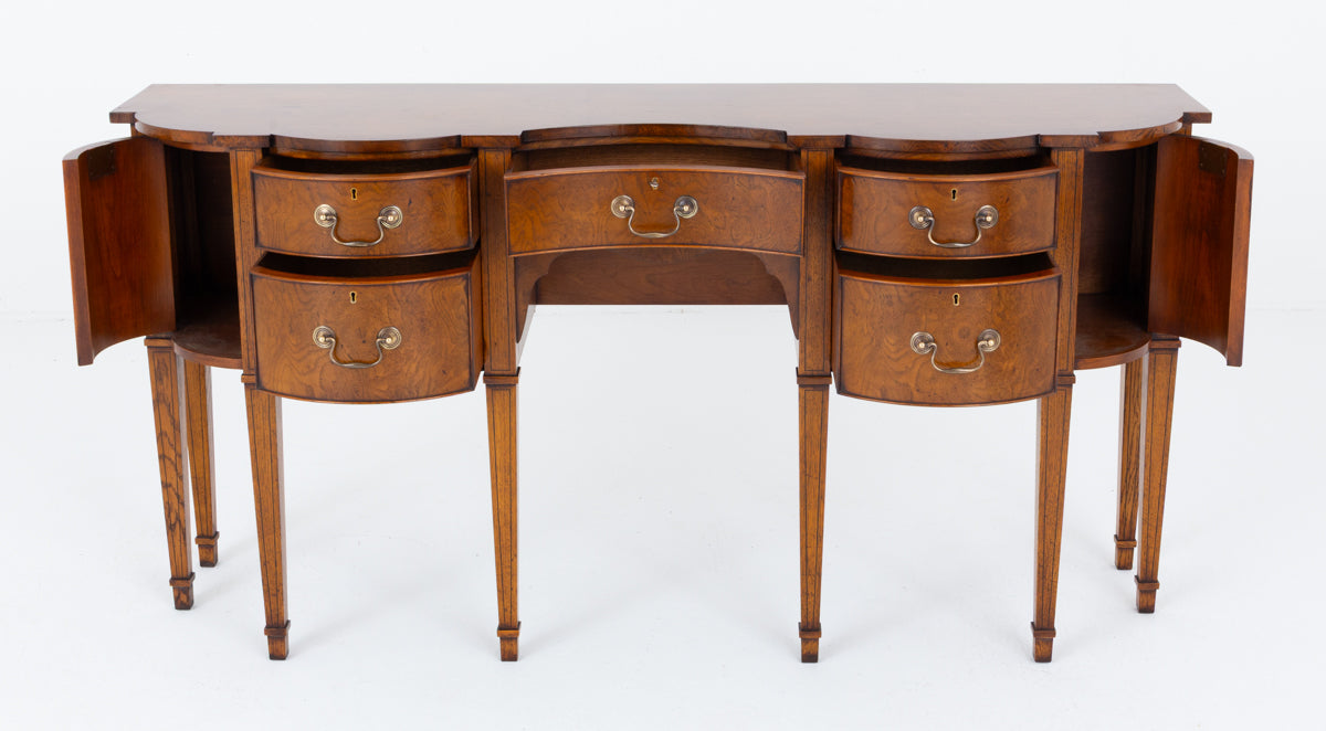 Georgian Style Figured Oak Shaped Sideboard
