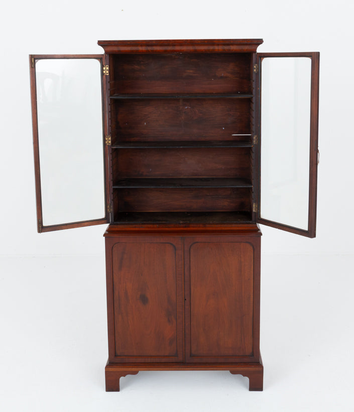 Regency Mahogany 2 Door Glazed Bookcase of Petite Proportions